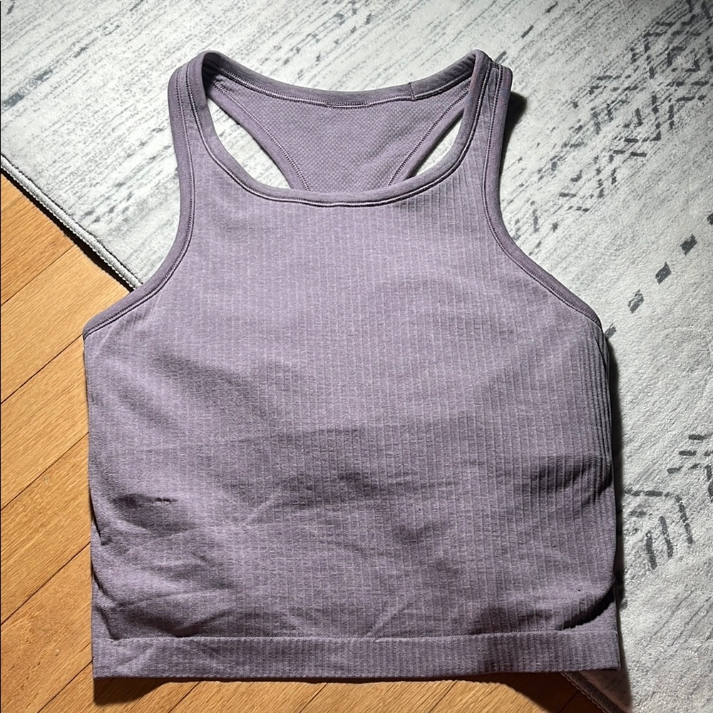 Purple Lululemon Cropped Ebb to street tank